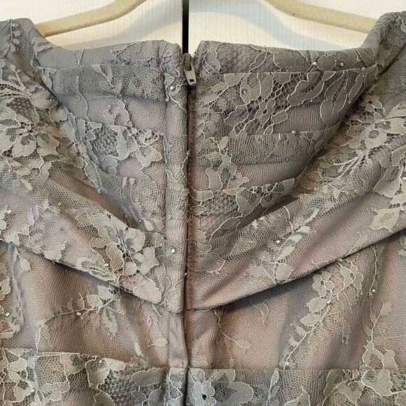 La Femme Platinum Colored Gown Size 16 - Picture 12 of 14